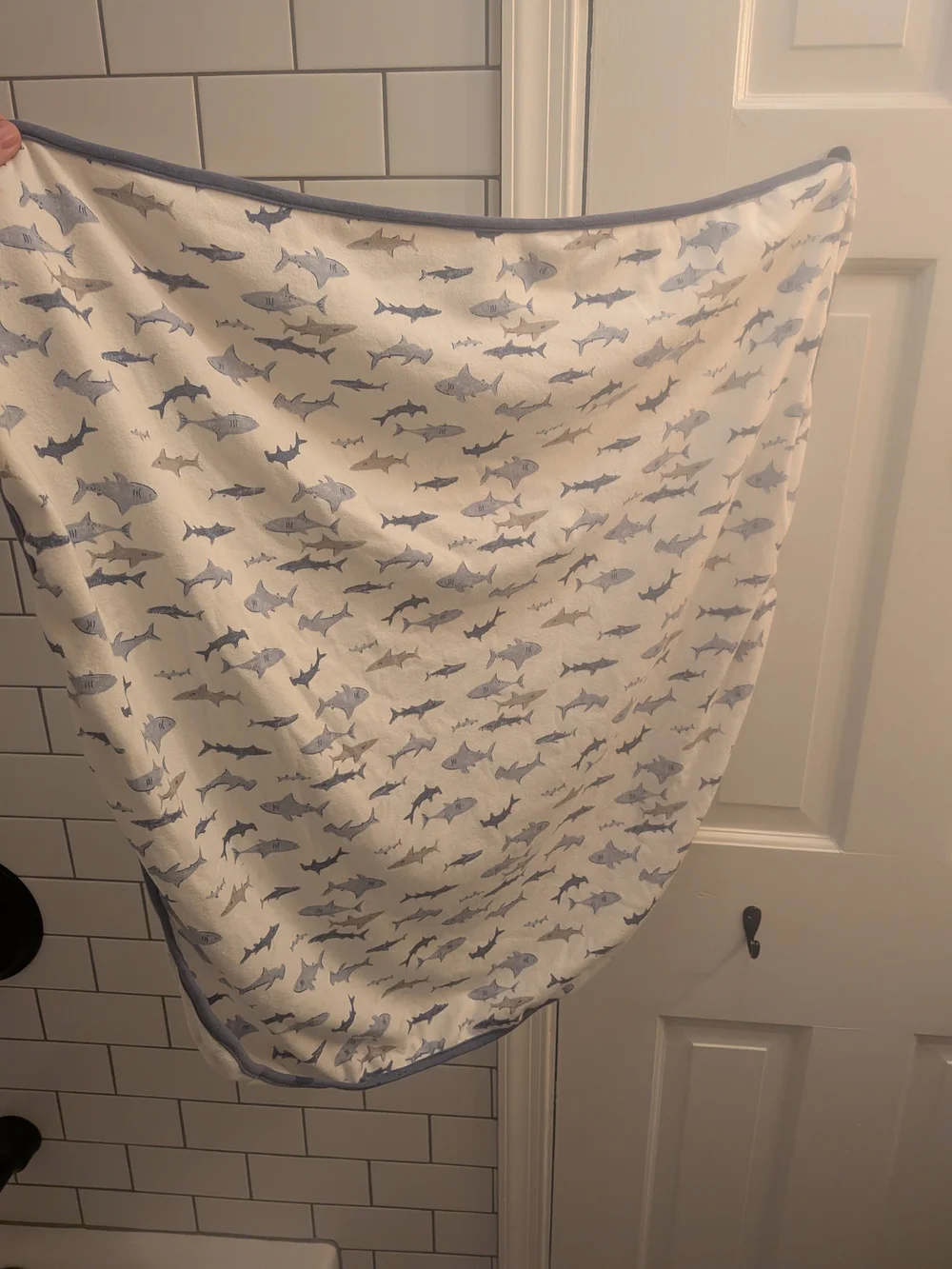 Carter's Blue and White Shark Print Hand Towel